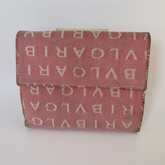 BVLGARI Handbags - Bulgari Pink Wallet BVLGARI Pink Logo Canvas Bifold Wallet Authentic